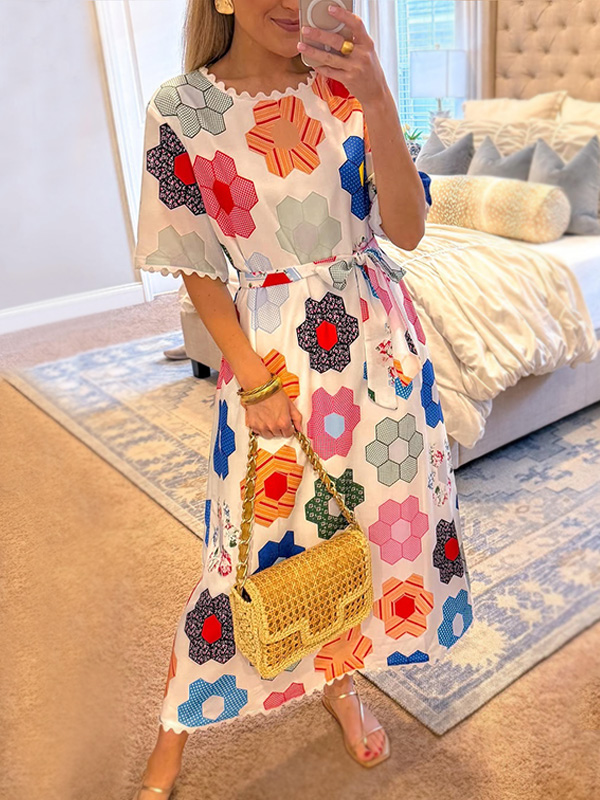 NEW🔥 Floral Print Tie Waist Dress- Tax Free