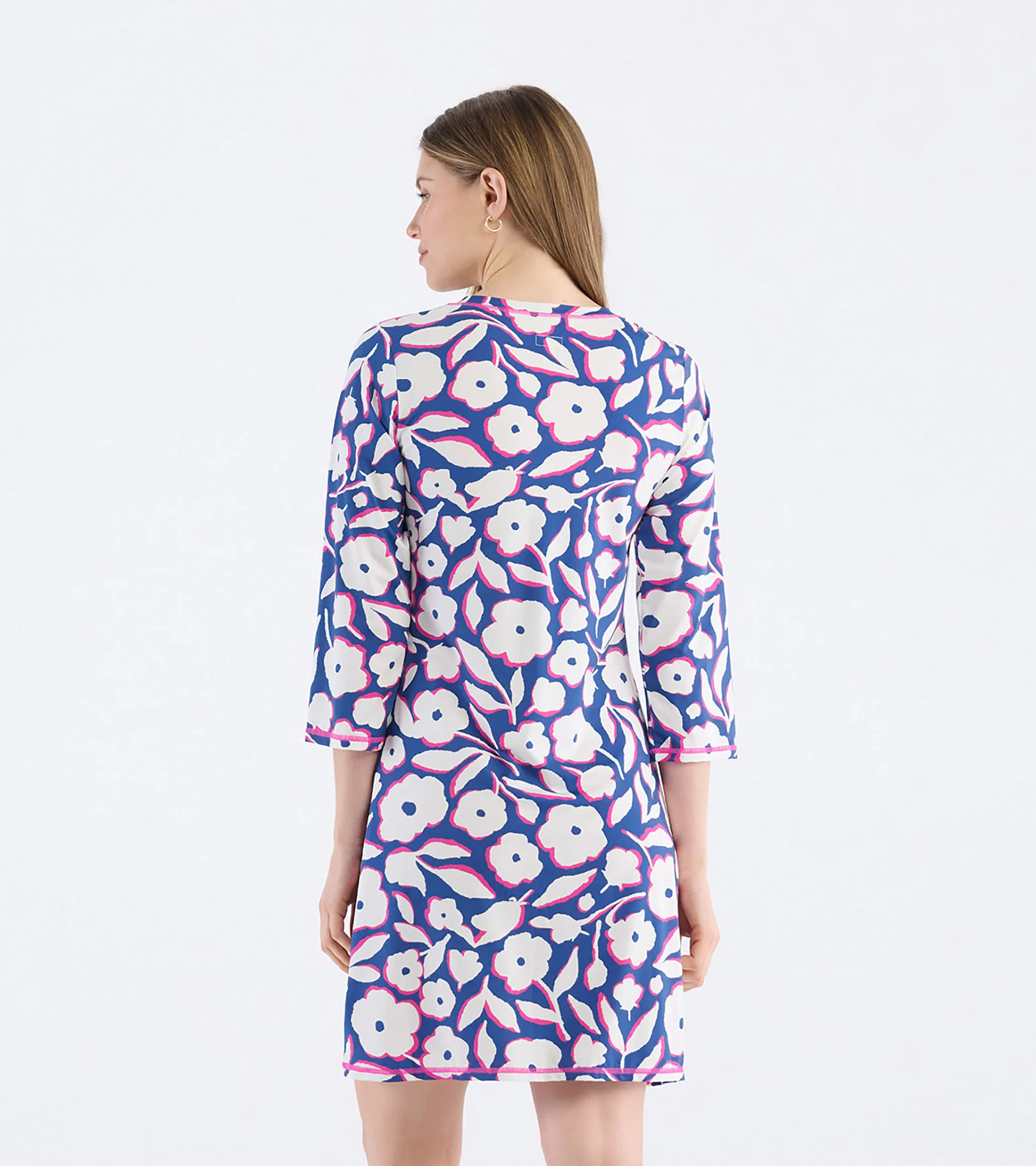 Women's Fresh Flowers Notch Neck Dress