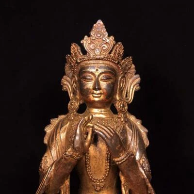 33CM Old Chinese Bronze Statue Buddha N1721