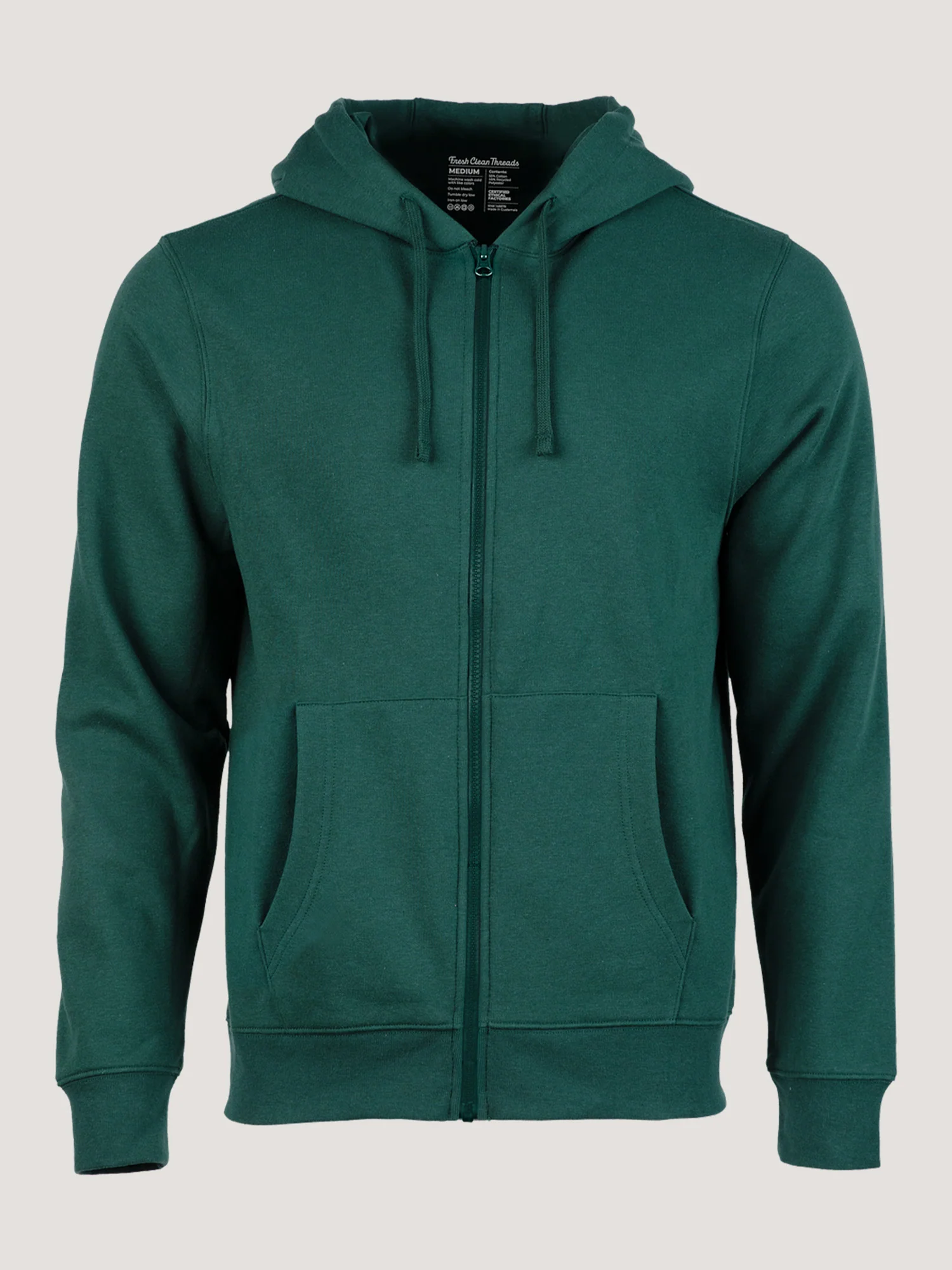 Dark Emerald Zip-Up Hoodie