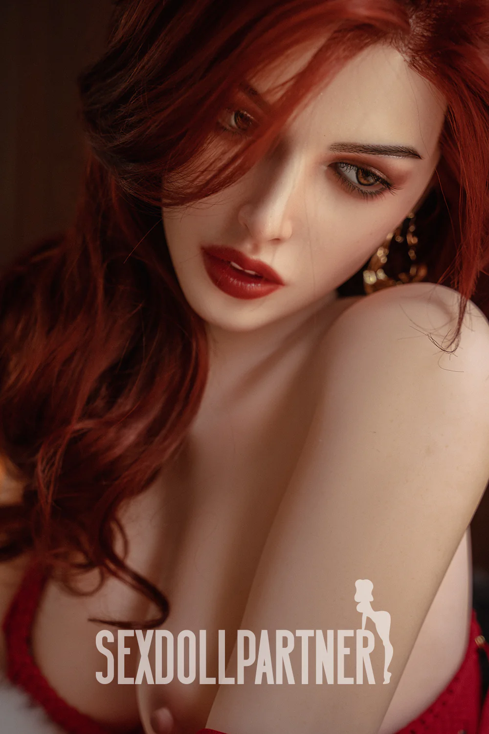 US Stock - RIDMII Unique Design 5ft45 / 166cm Gracy Silicone Head TPE Body Red Hair Lesbian Sex Doll With Dildo