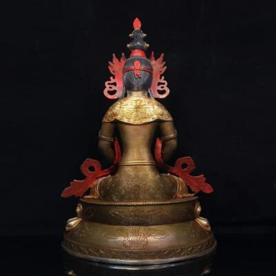 46CM Old Chinese Bronze Statue Buddha Q760