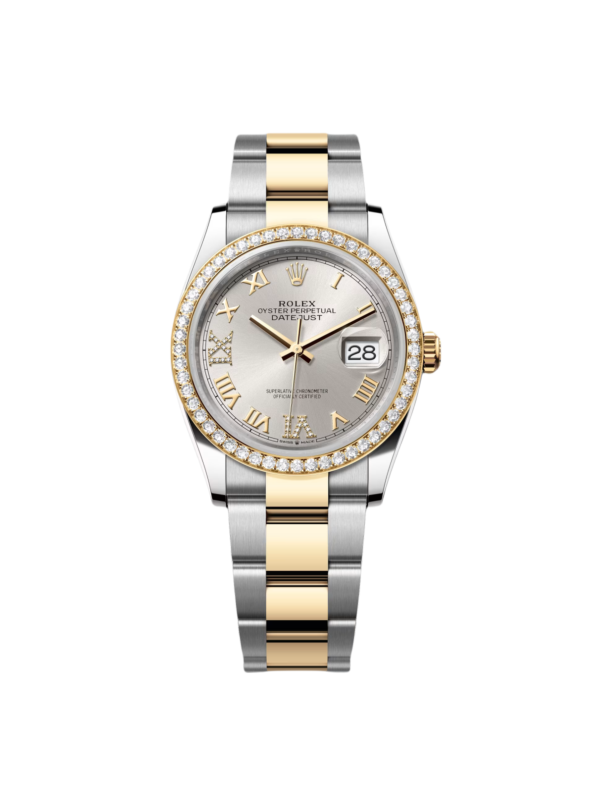 RLX  Datejust 36mm 126283 Silver Dial Diamond Bezel Jubilee Bracelet Watch