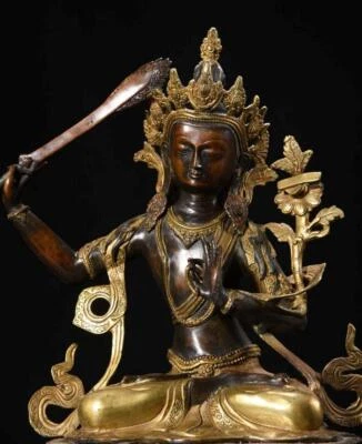 45CM Old Chinese Bronze Statue w/ Buddha N3534