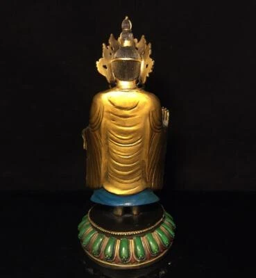 33CM Old Chinese Bronze Statue Buddha Q759