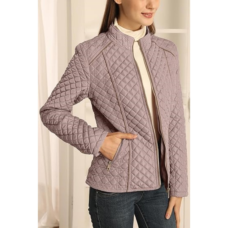 Women's Stand Collar Lightweight Quilted Puffer Jacket