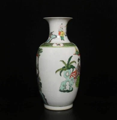 41.5CM Kangxi Signed Antique Chinese Famille Rose Vase W/figure