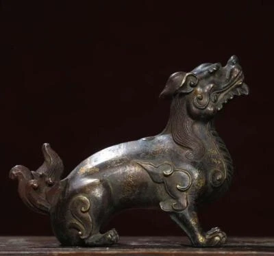 Old Chinese Bronze Statue w/kylin N2810