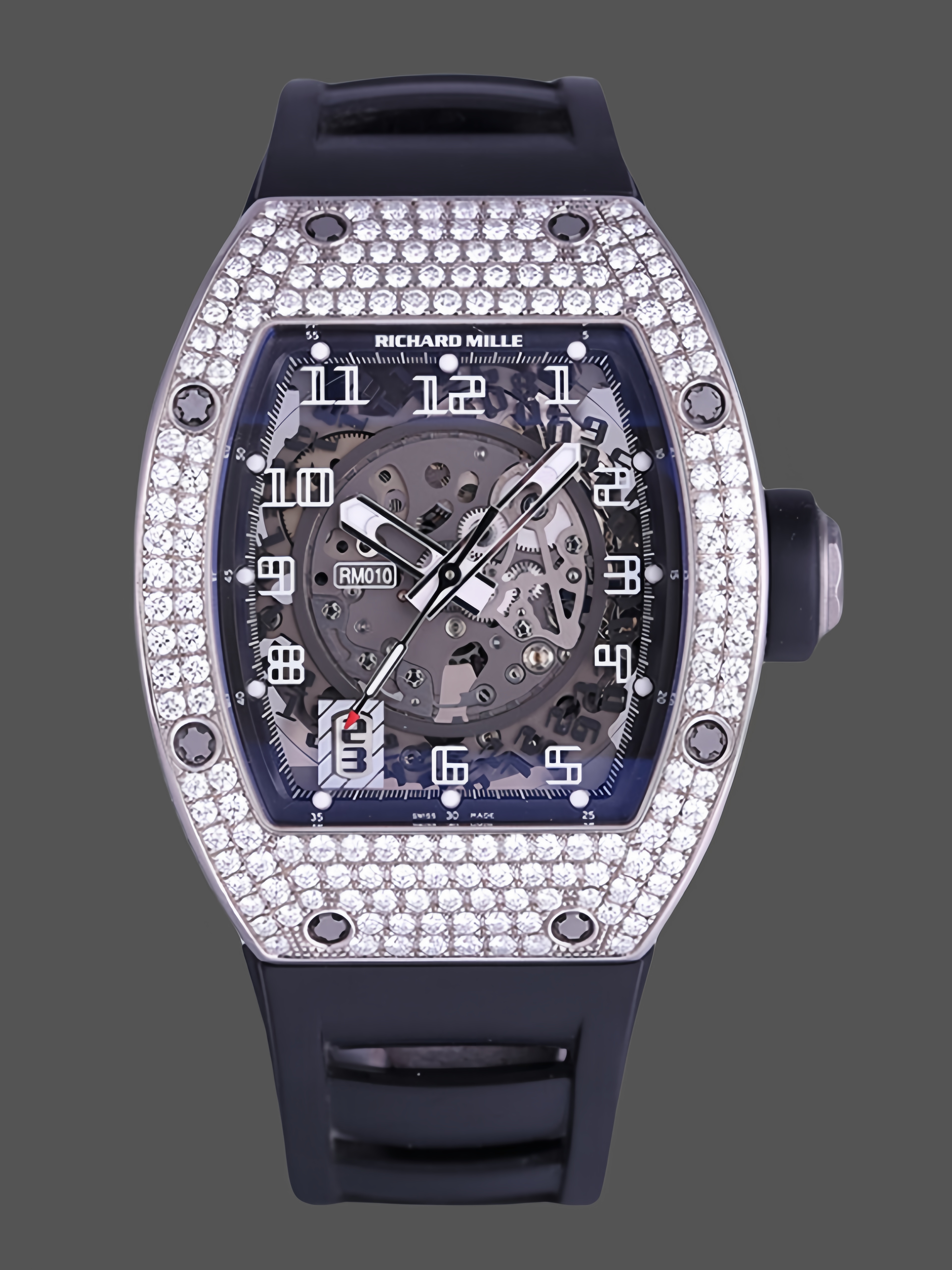 【7A Quality】Richard Mille White Gold Diamond Set RM 010