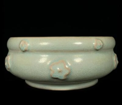 Old Chinese Ru Yao Ru Kiln Brush Washer w/plum Q995