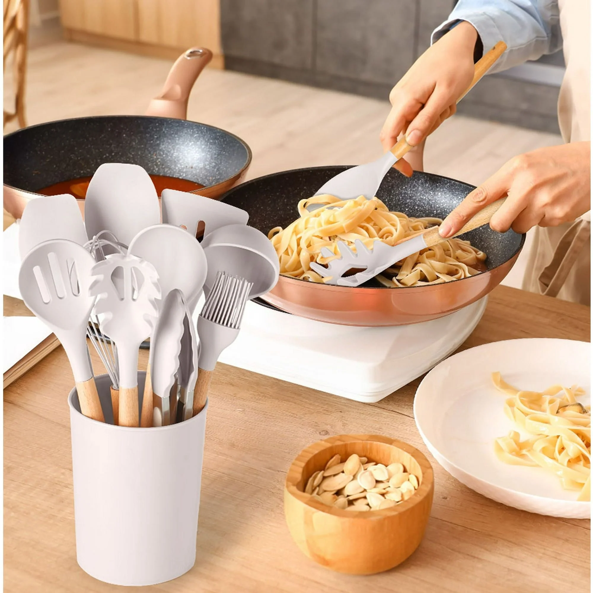 14 Pieces Baking and Cooking Utensil Set, Papyrus Beige
