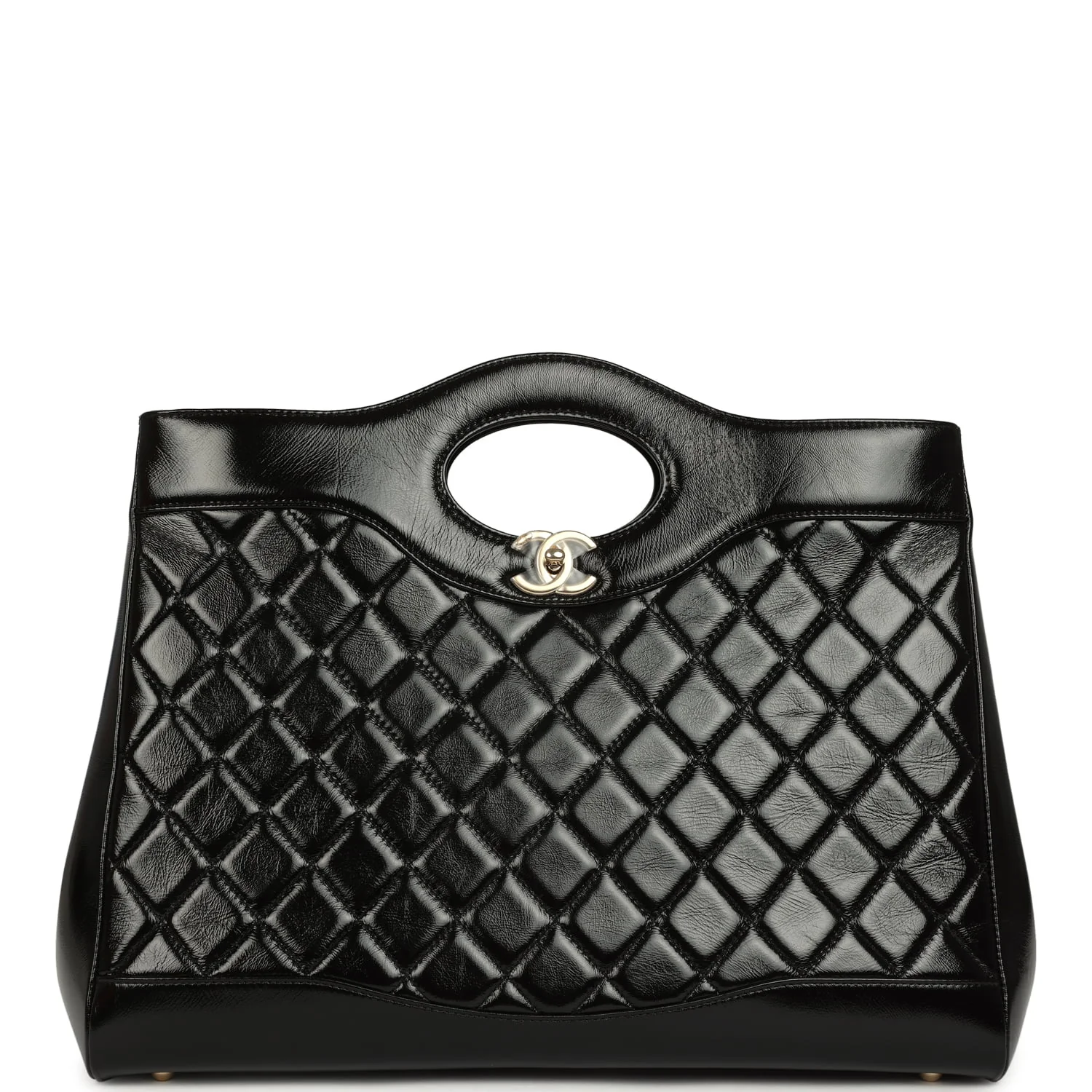 Chanel Large 31 Shopper Black Shiny Lambskin Light Gold Hardware