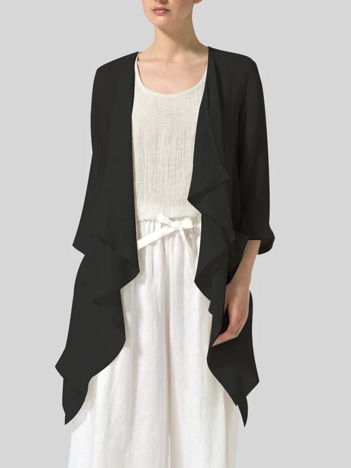 Womens Cotton Linen Waterfall Swing Cardigan
