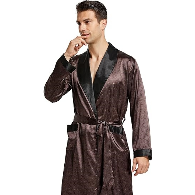 Men's Lightweight Satin Kimono Bathrobe Set