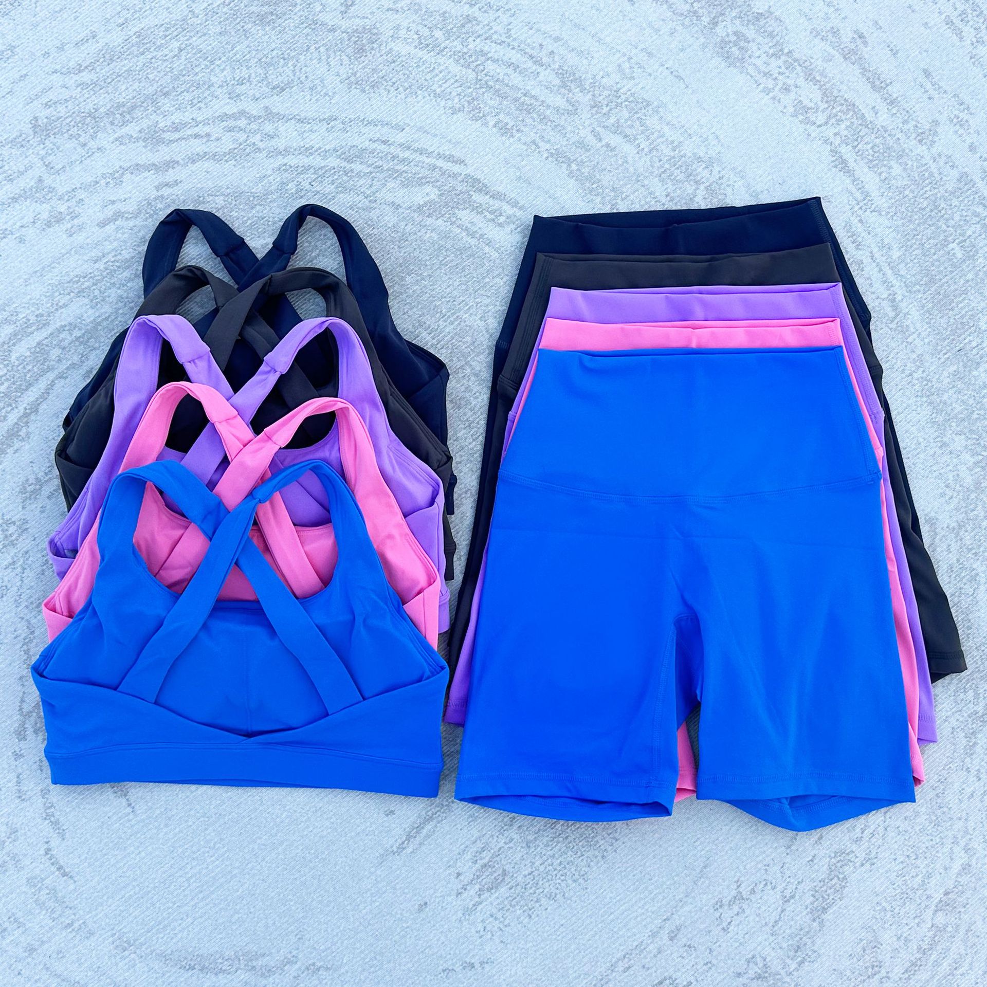 Lulu Nude Back Cross Sports Bra Women's Quarter Pants Suit Sexy Sports Running Fitness Suit Women