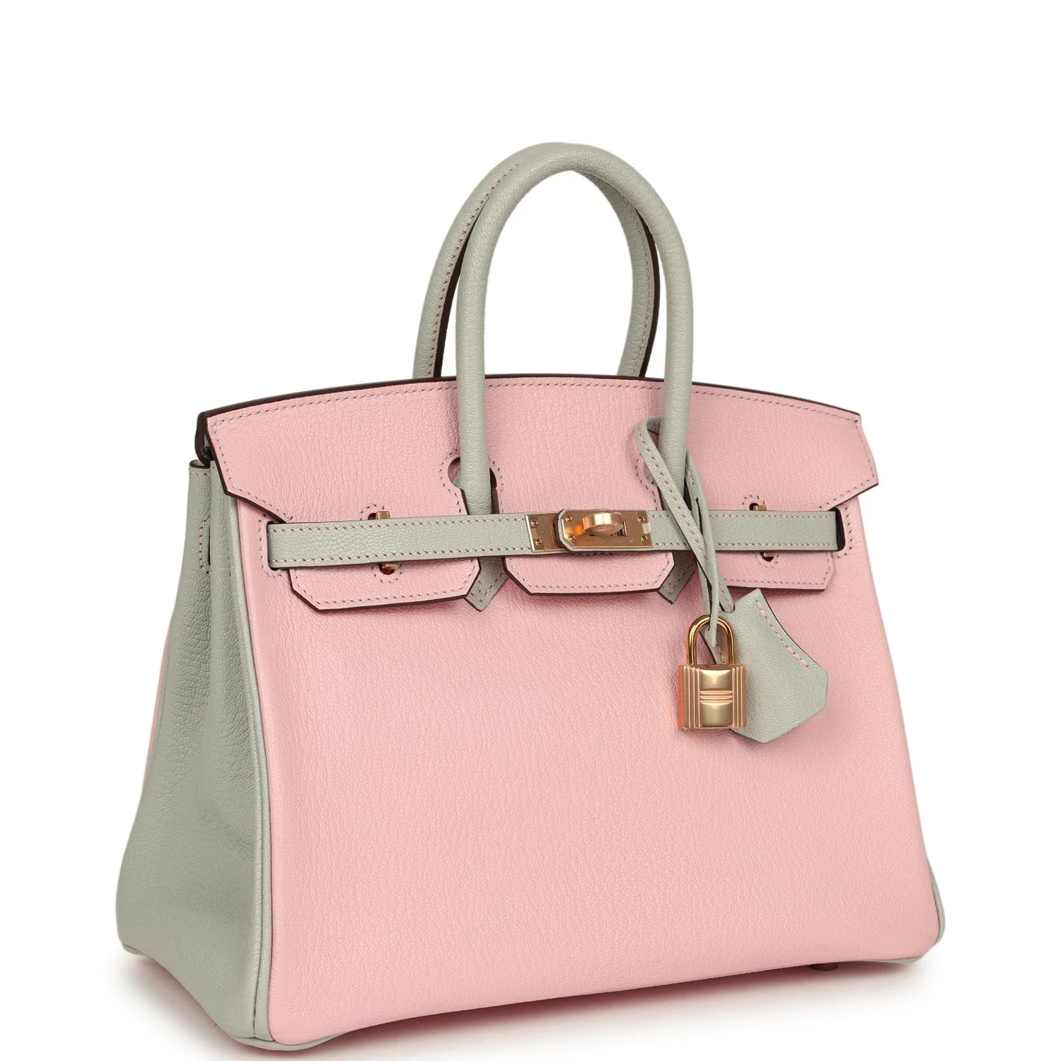 HERMÈS Special Order (HSS) Birkin 25 Rose Sakura, Gris Perle Chevre Mysore Rose Gold Hardware
