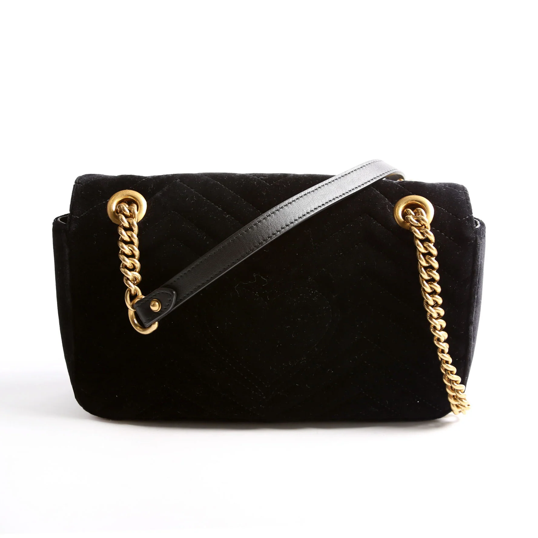GUCCI 443497 Marmont Shoulder Velvet Small Flap Black