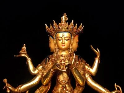 29CM Old Chinese Bronze Gilding Statue Buddha CK219