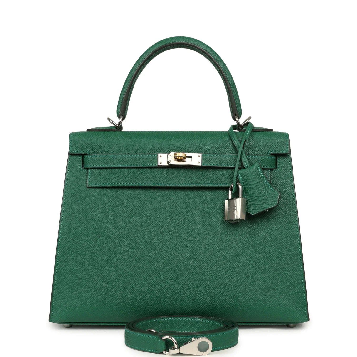 HERMÈS Kelly Sellier 25 Vert Moyen Epsom Electrum Hardware