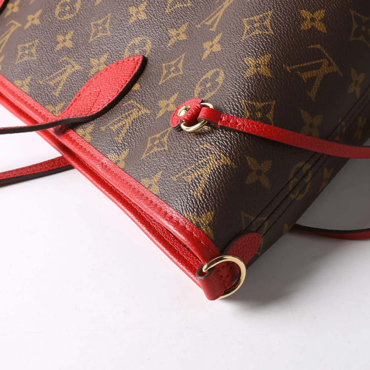 Neverfull MM Inside Out Leather/Monogram Brown/Red