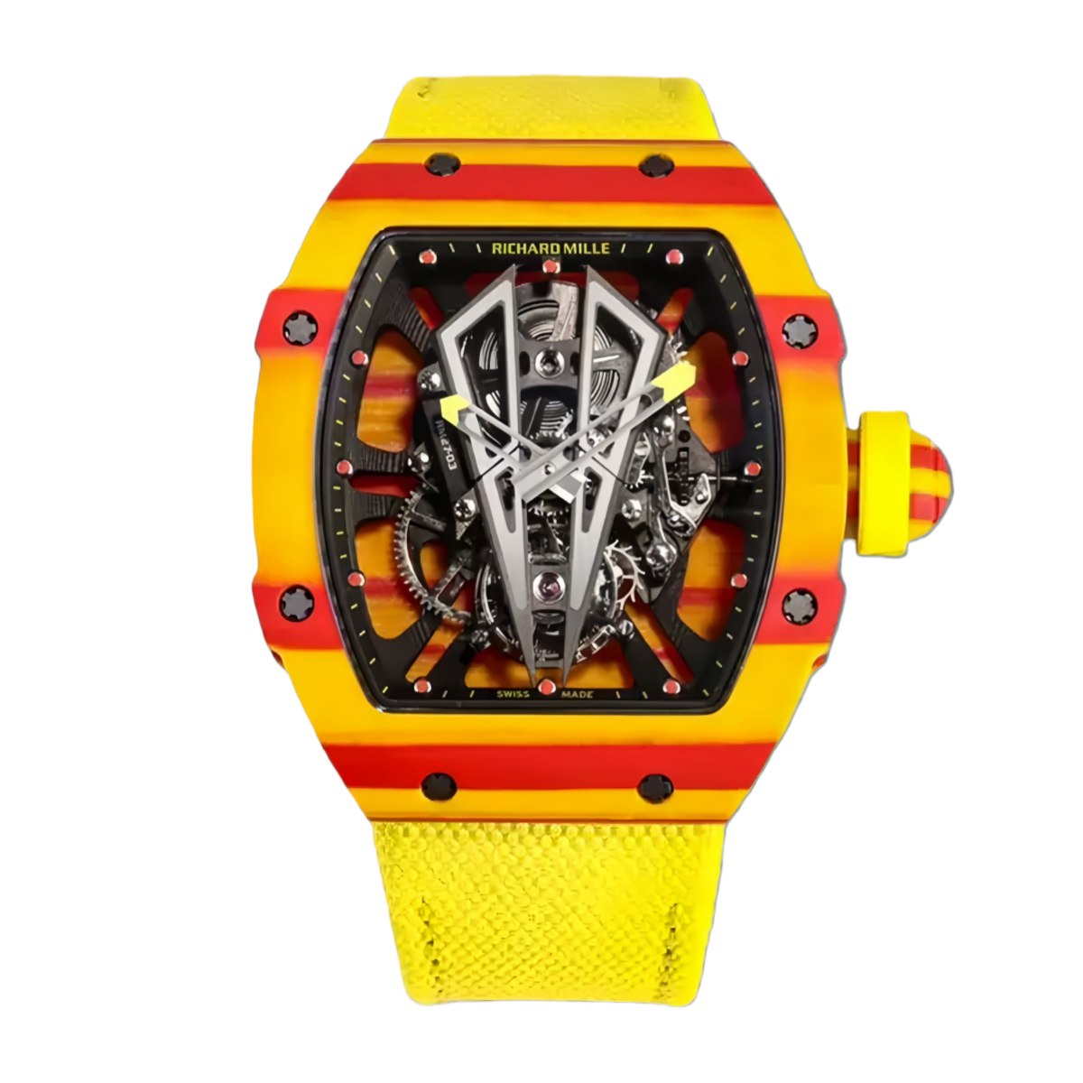 【7A Quality】Richard Mille RM27-03 Tourbillon Rafael Nadal Yellow TPT Quartz Edition Yellow Carb