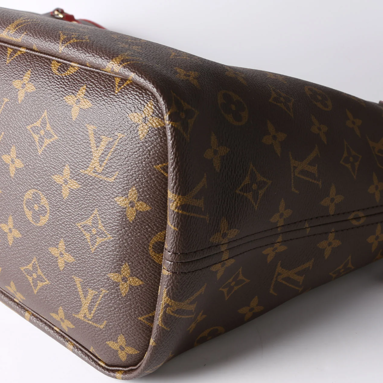 Neverfull MM Inside Out Leather/Monogram Brown/Red