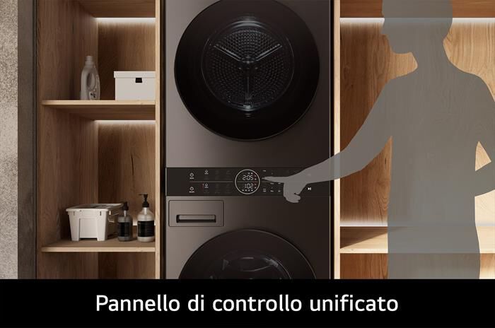 LG - Lavasciuga WASHTOWER WT1210BBF 12/10 Kg Classe A-Platinum Black