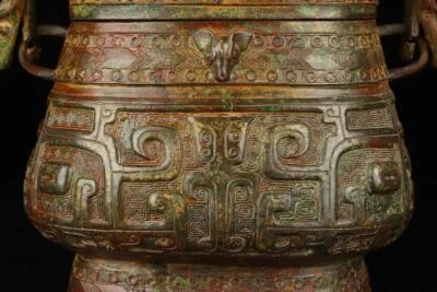 33CM Old Chinese Bronze Statue Tiliang Pot w/dragon pattern N1735