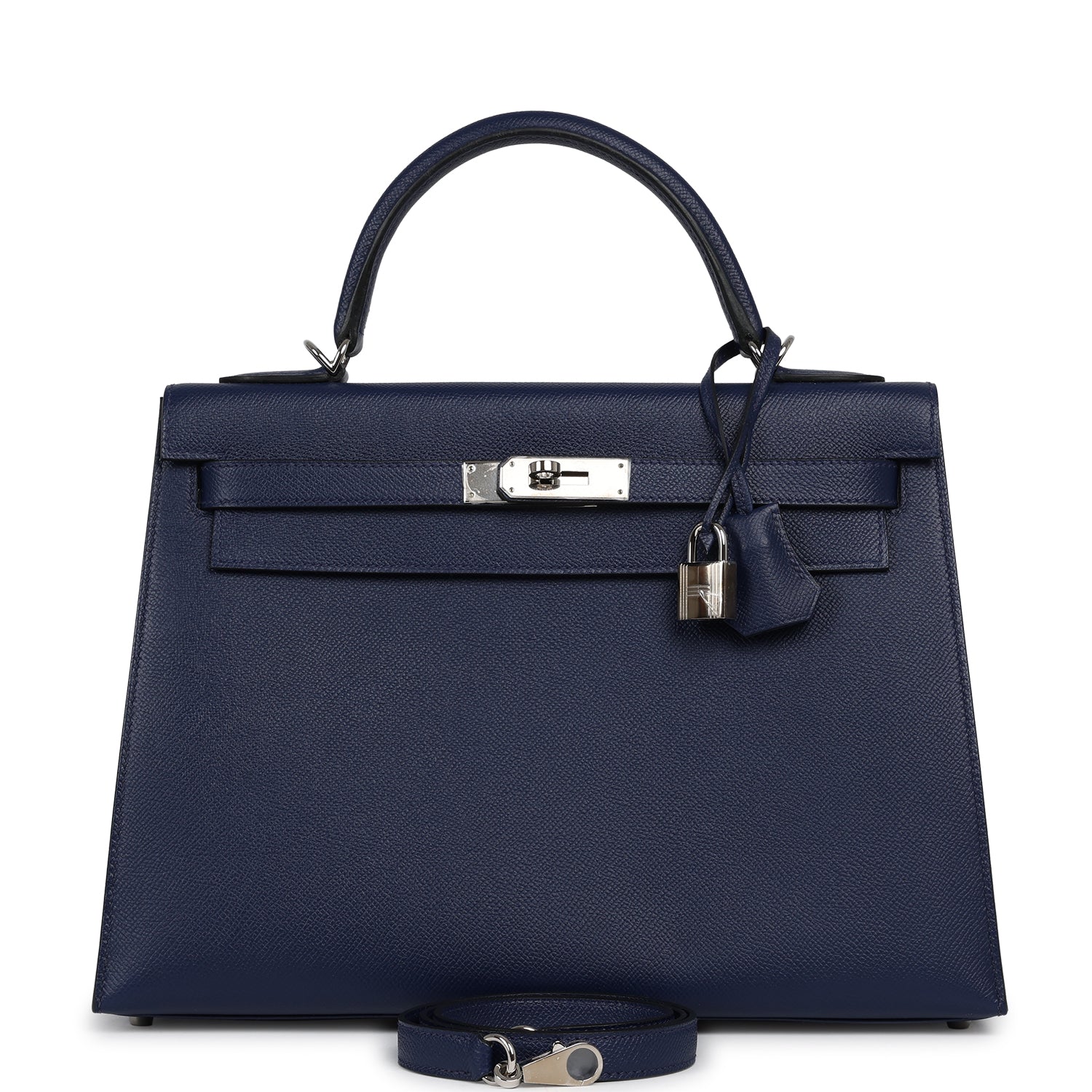 HERMÈS Kelly Sellier 32 Bleu Saphir Epsom Palladium Hardware