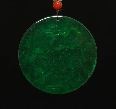 37G Chinese Natural Green Jadeite Jade Pendant w/figure