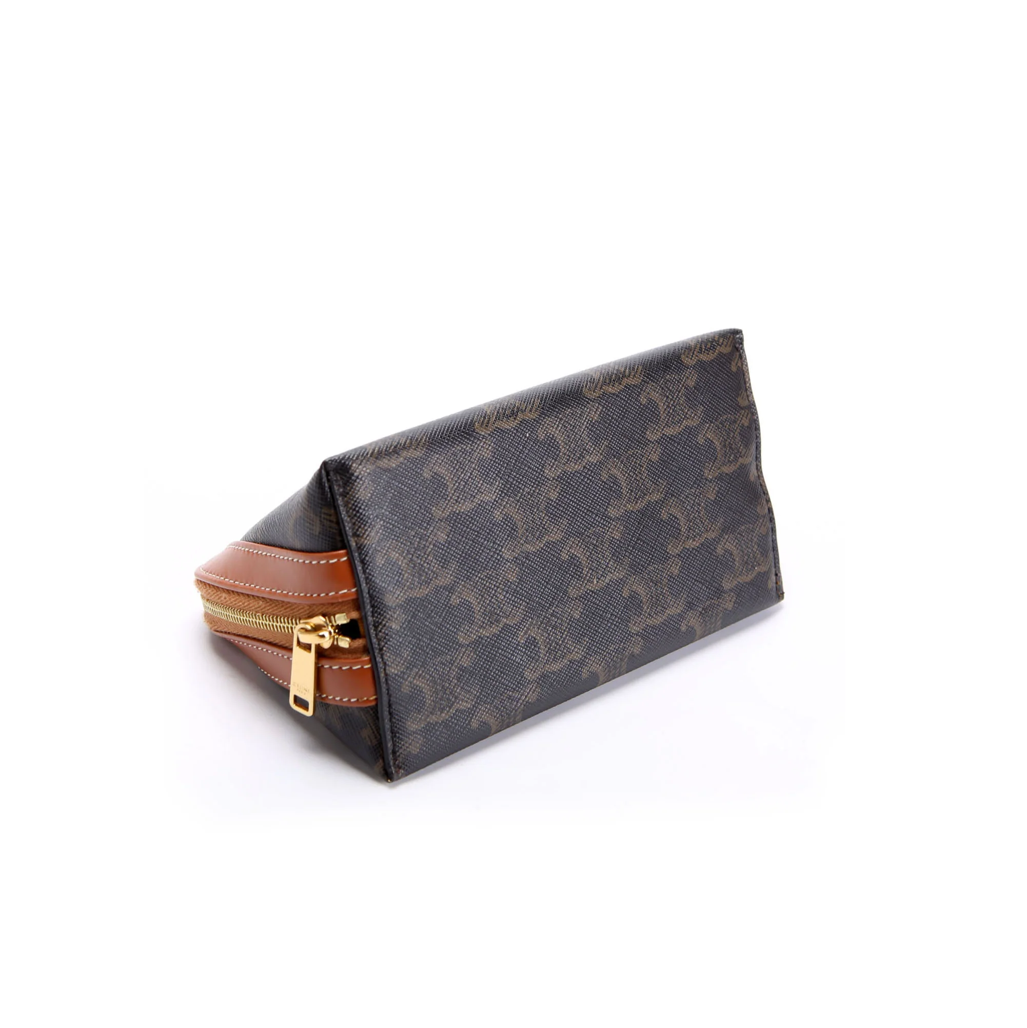 Triomphe Canvas Cosmetic Pouch Medium Brown