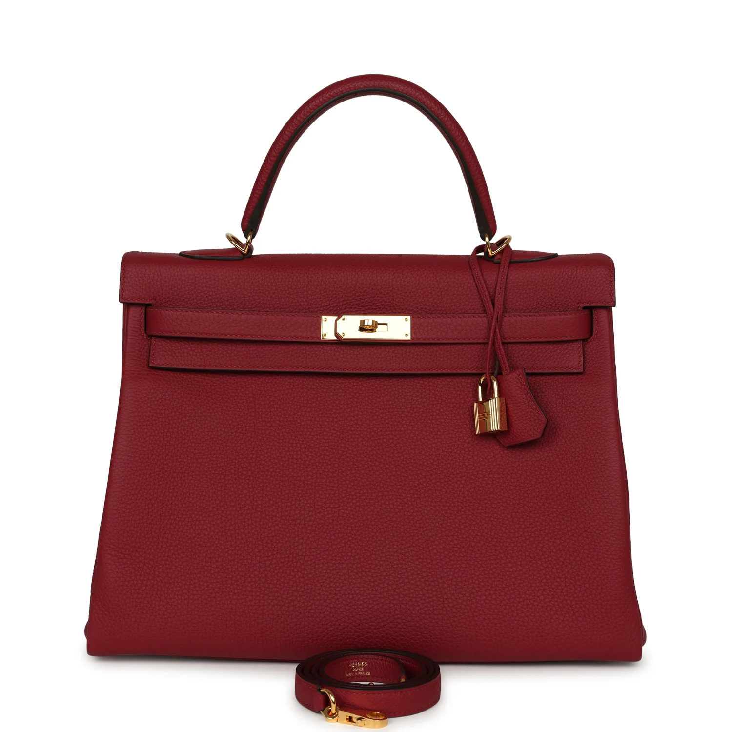 HERMÈS Kelly Retourne 35 Rouge Grenat Togo Gold Hardware