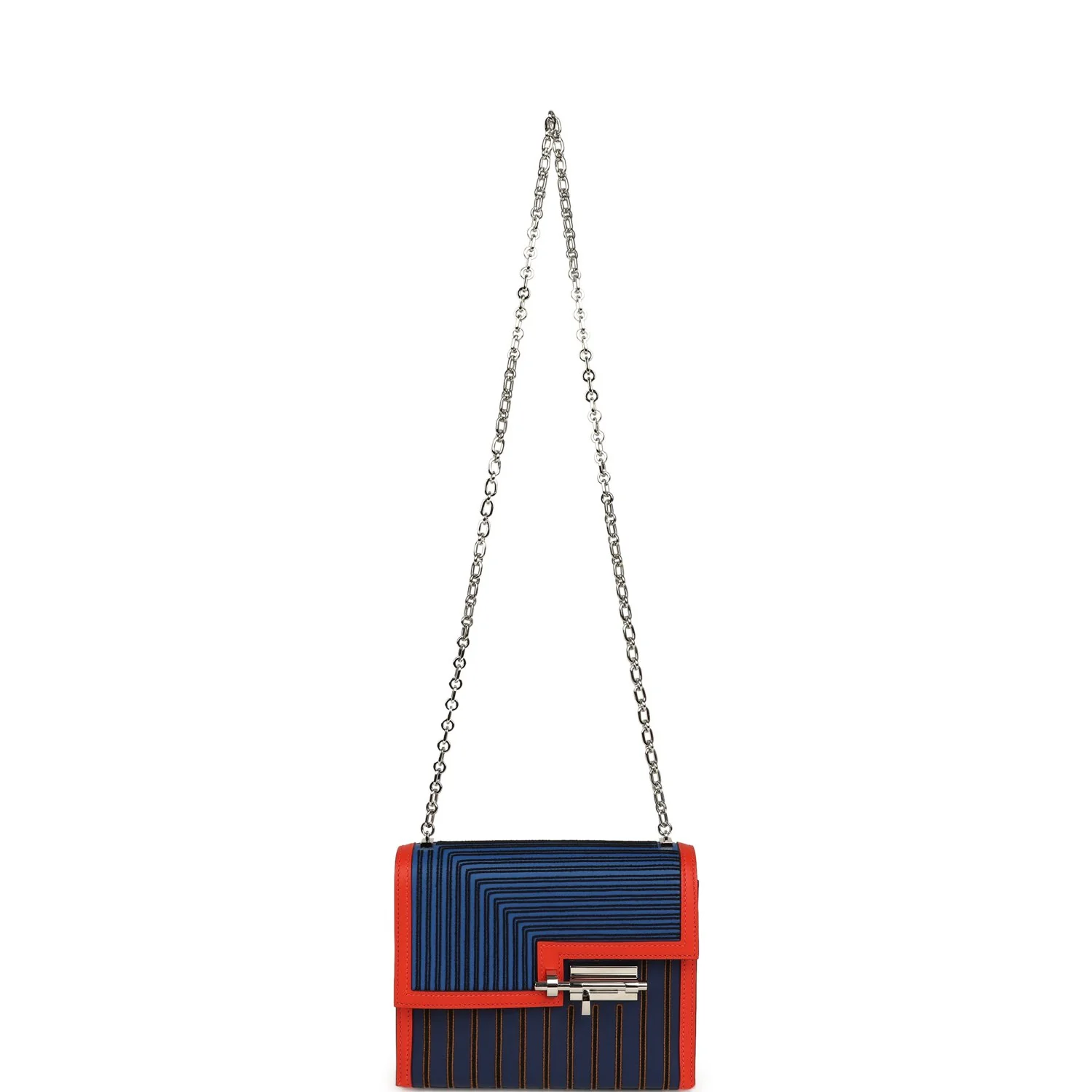 Hermes Mini Verrou 17 Capucine, Bleu Electric, Bleu Saphir Swift Palladium Hardware