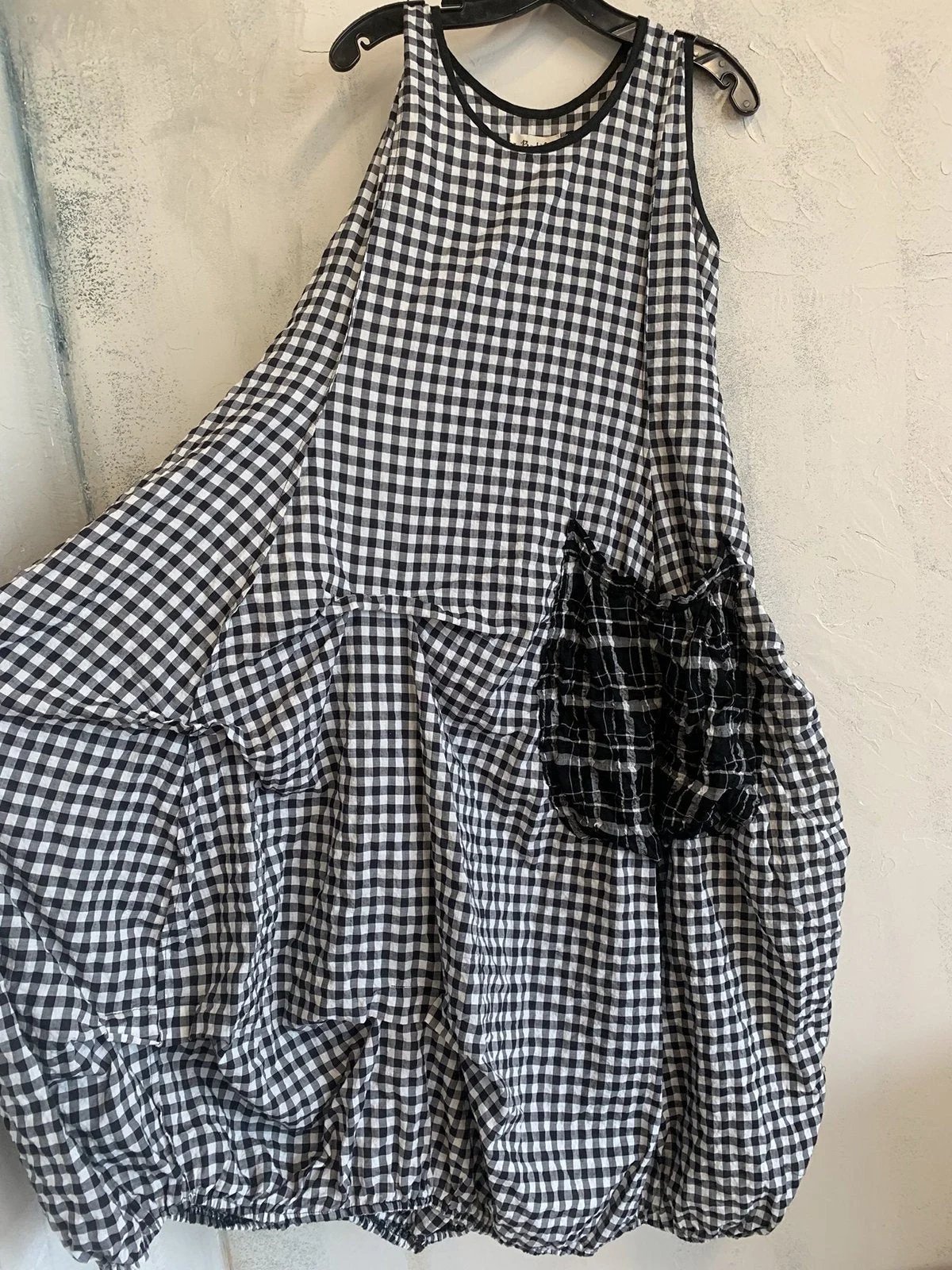 Plus Size Checkered Women Summer MIdi Dresses With Pockets