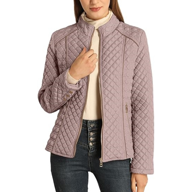 Women's Stand Collar Lightweight Quilted Puffer Jacket