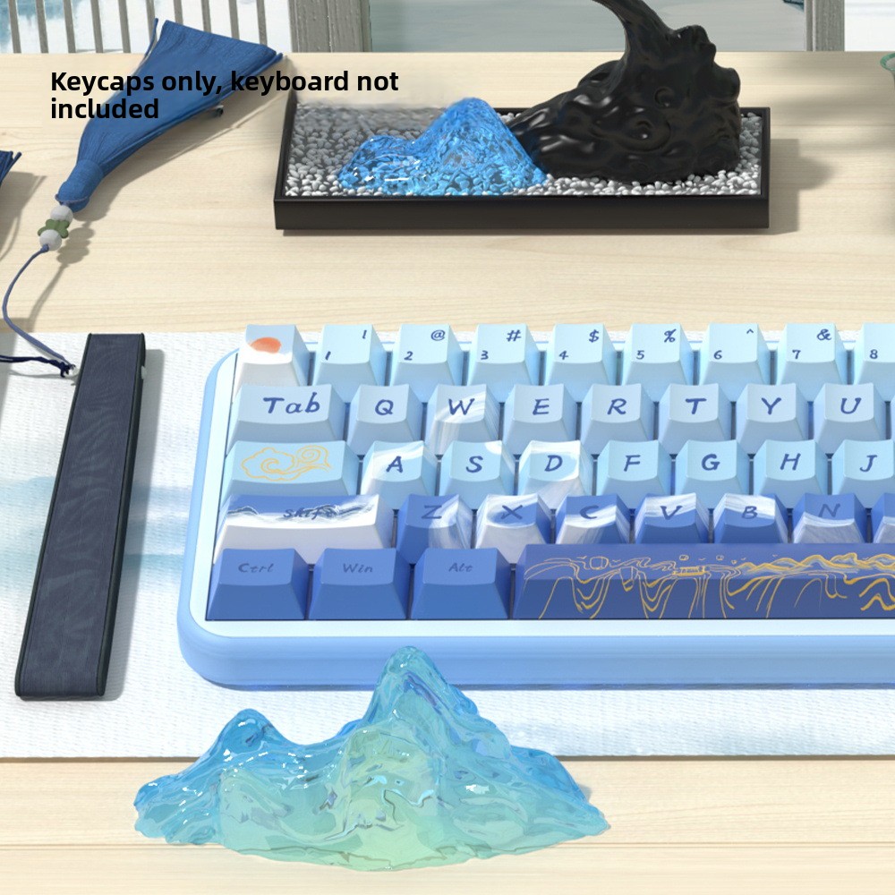 Lake and Mountain Scenery Original PBT Keycap Set – Cherry Profile Full 5-Side Dye-Sub – 138/158 Keys