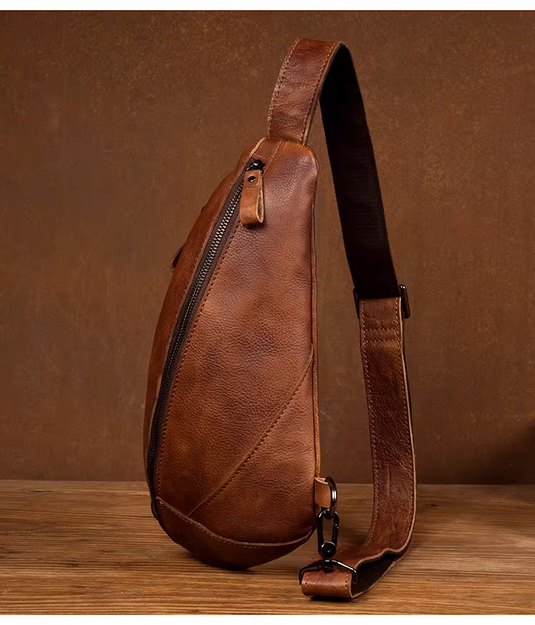 Top-grain cowhide crossbody bag 18cm