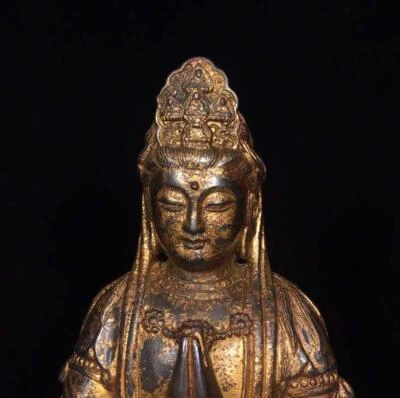 Old Chinese Bronze Statue Guanyin Buddha N1593