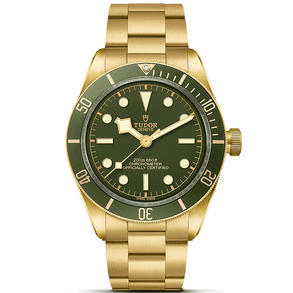 【7A Quality】TUDOR Black Bay 58 18K 39mm 18ct Yellow Gold Green Dial Bracelet Watch M79018V-0006