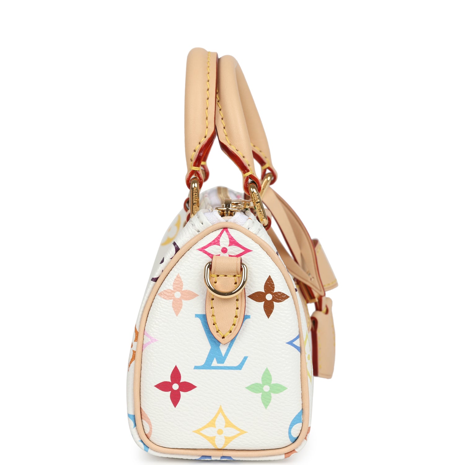 LOUIS VUITTON × Murakami Nano Speedy Bag White Multicolor Monogram Gold Hardware