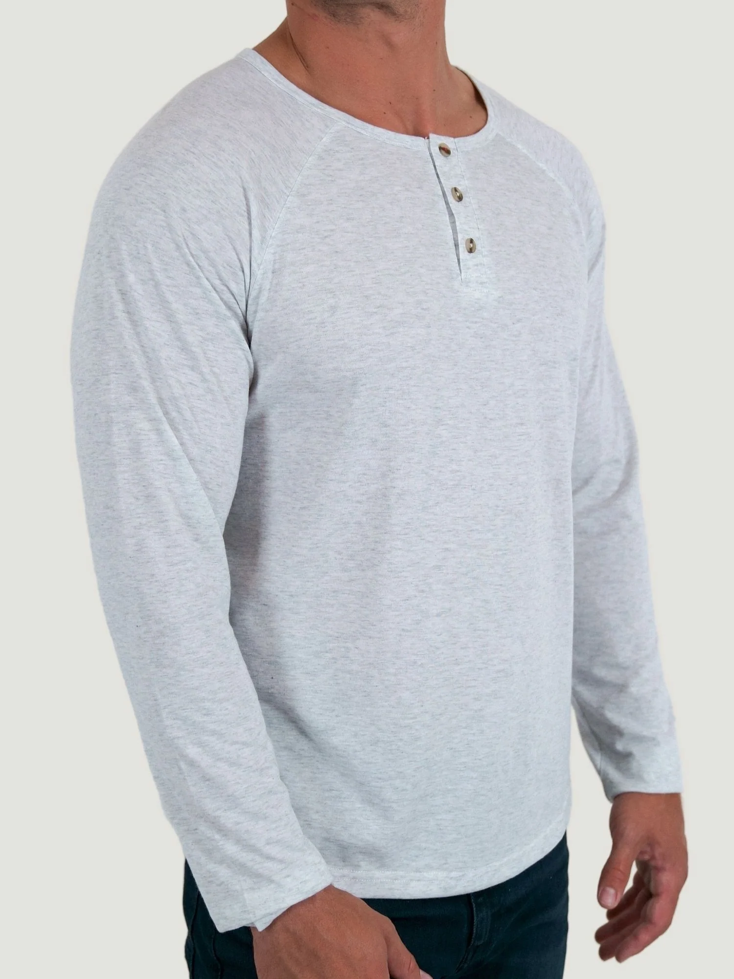 Vintage White Slim Fit Long Sleeve Henley FINAL SALE