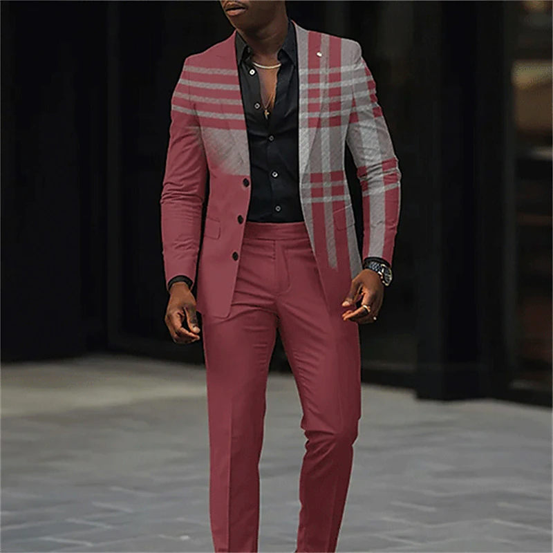 Men's Business Ombre Peak Lapel Blazer & Straight Pants 2Pcs Set