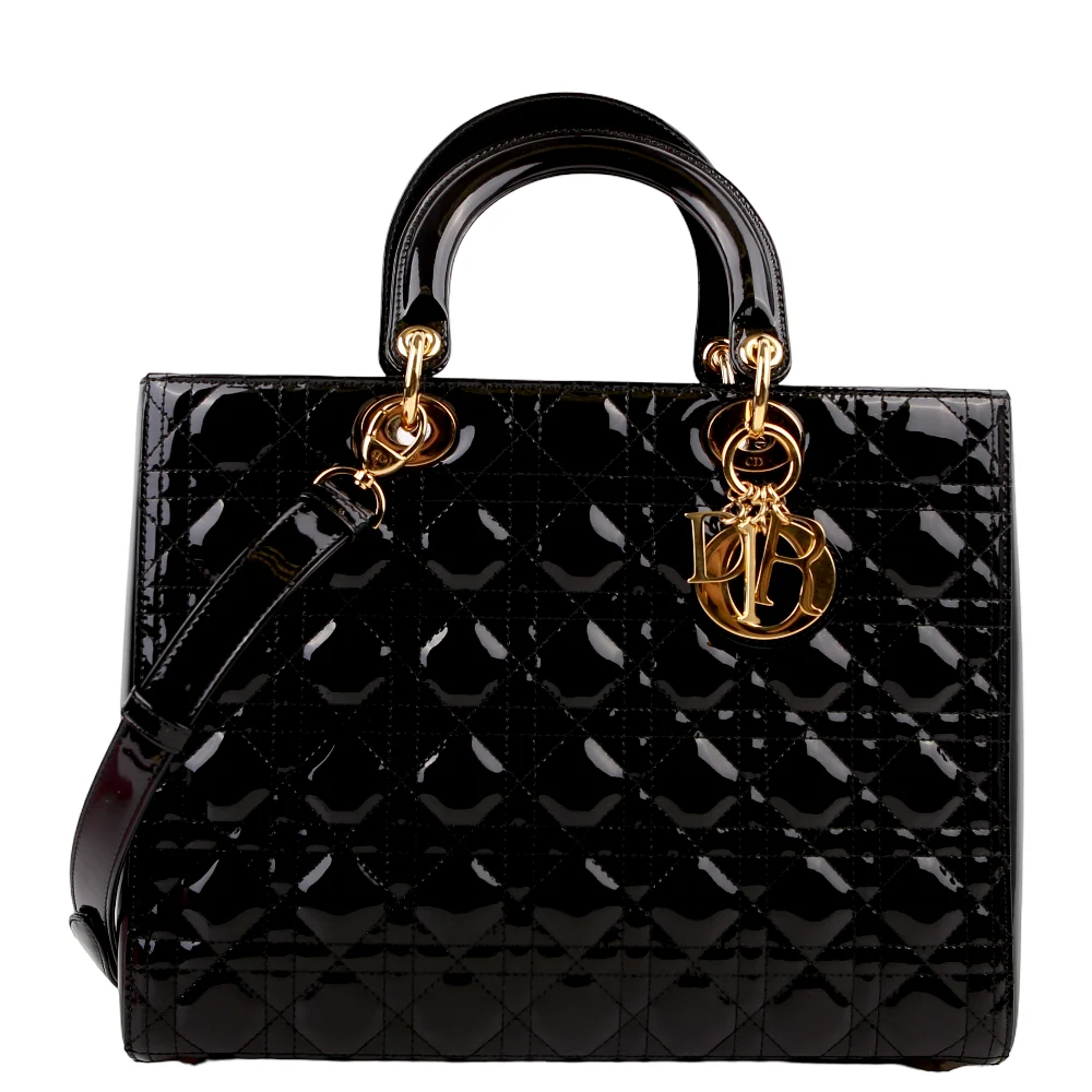 DIOR Lady Dior Large Patent Black