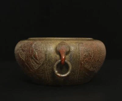 Xuande Signed Old Chinese Bronze or Copper Incense Burner w/figure