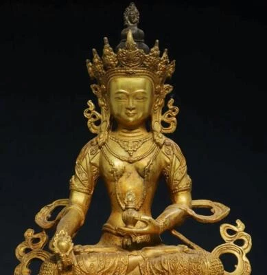 29CM Old Chinese Bronze Statue w/ Buddha N2824