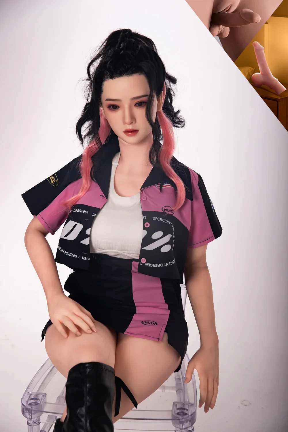 US Stock - RIDMII Muncey Plus 5ft34/ 163cm Unique Design Silicone Head TPE Body Lesbian Love Sex DollWith Dildo