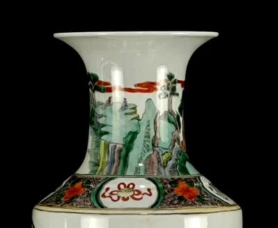 43CM Kangxi Signed Old Chinese Wucai Vase W/figure N1052