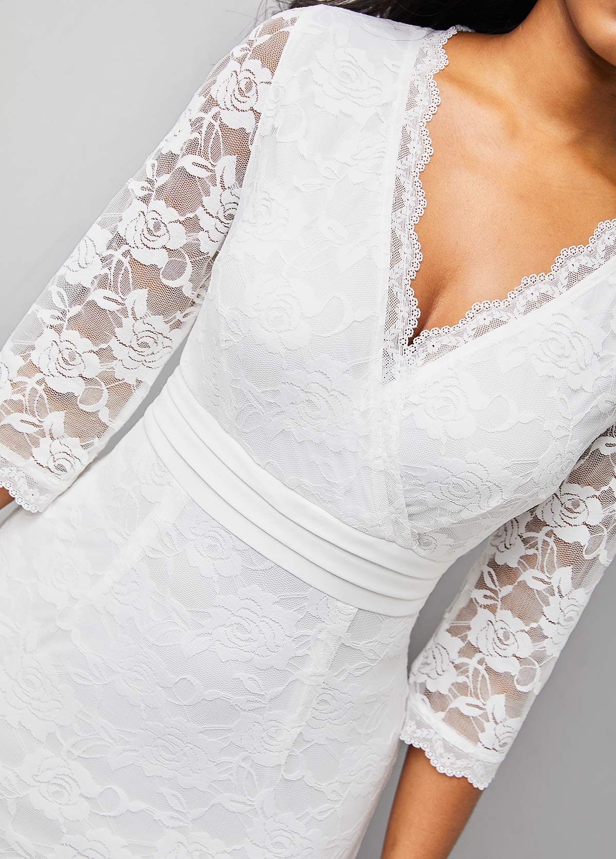 3/4 Sleeve Lace V Neck Dress