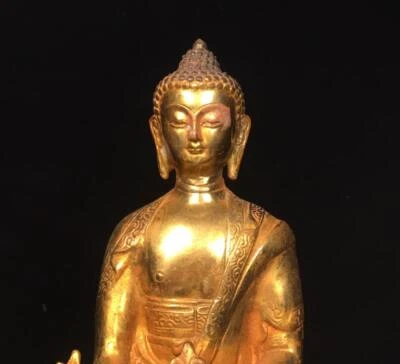 20CM Old Chinese Bronze Gilding Statue Buddha CK212