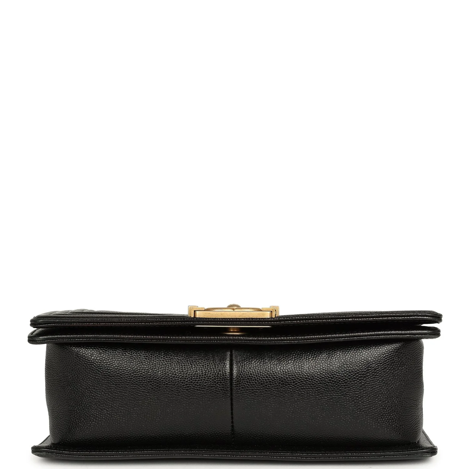 Chanel Medium Chevron Boy Bag Black Caviar Antique Gold Hardware